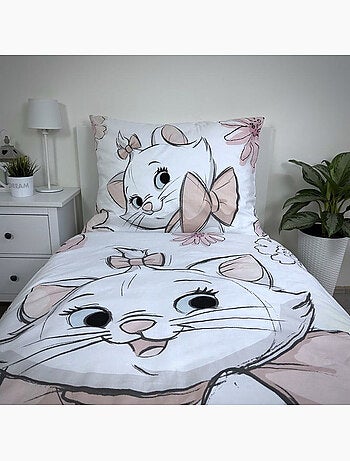 Housse de Couette enfant Marie Aristochats 140x200 cm avec taie - Parure de lit en coton