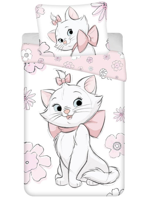 Housse de Couette enfant Marie Aristochats 140x200 cm avec taie - Parure de lit en coton - Kiabi