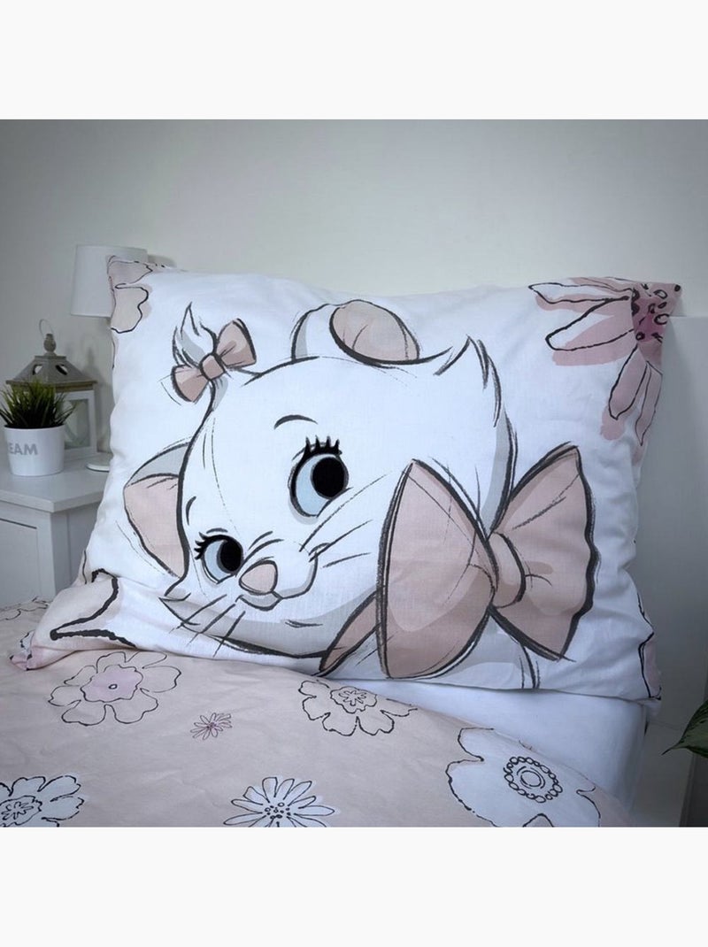 Housse de Couette enfant Marie Aristochats 140x200 cm avec taie - Parure de lit en coton Blanc Rose - Kiabi