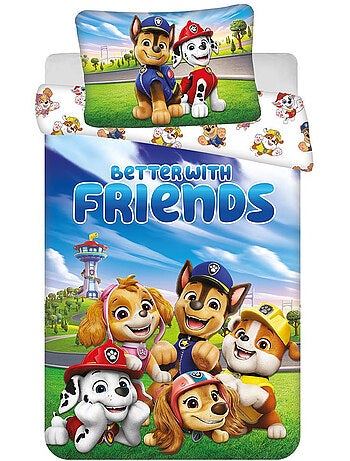 Housse de Couette enfant Pat Patrouille Friends 100x135 cm - Parure de lit en coton