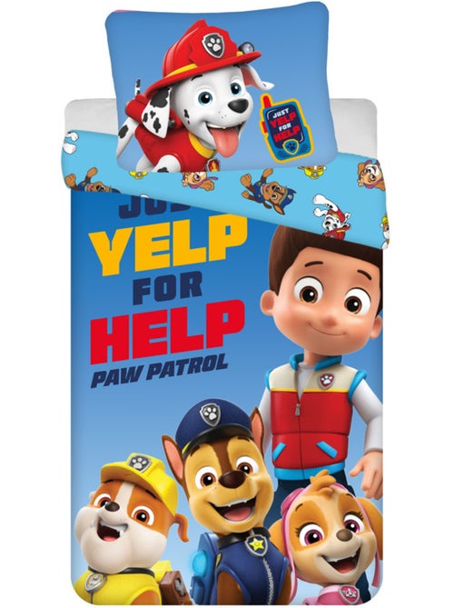 Housse de Couette enfant Pat Patrouille Help 140x200 cm + taie - Parure de lit en coton - Kiabi