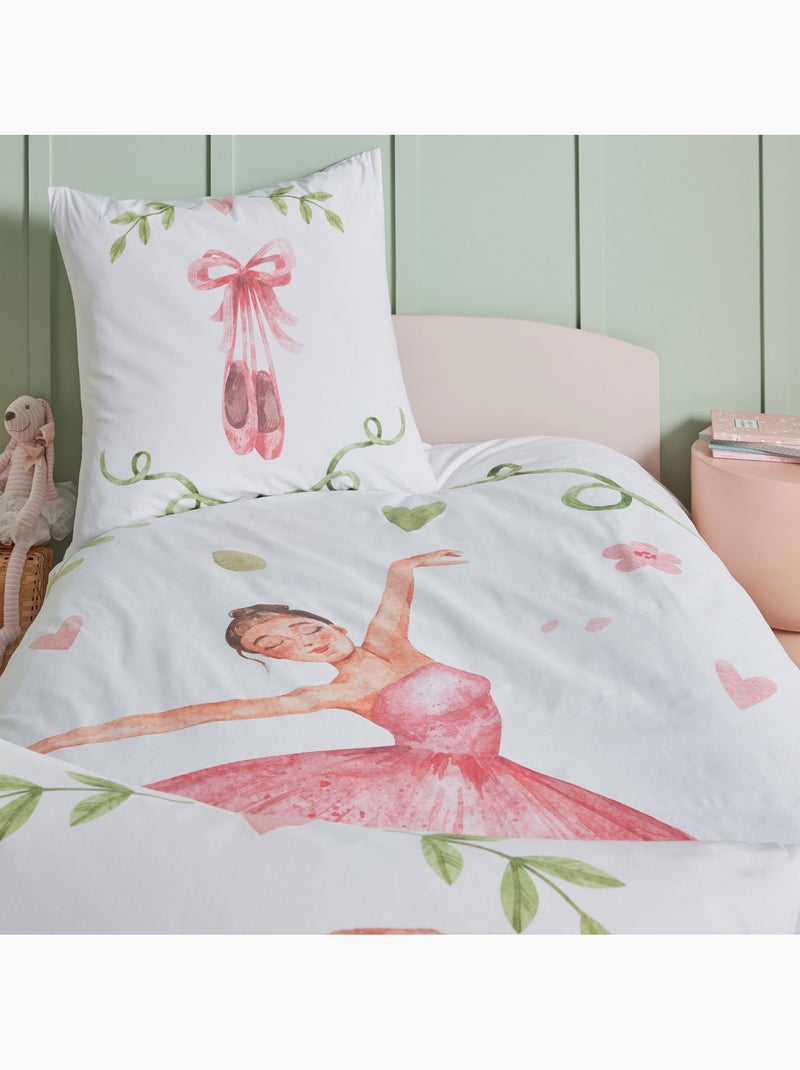 Housse de couette enfant percale de coton danseuse étoile Rose - Kiabi