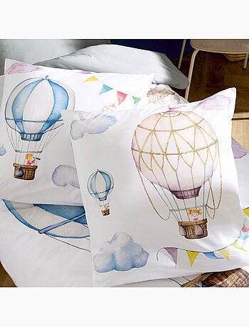 Housse de couette enfant percale de coton montgolfière