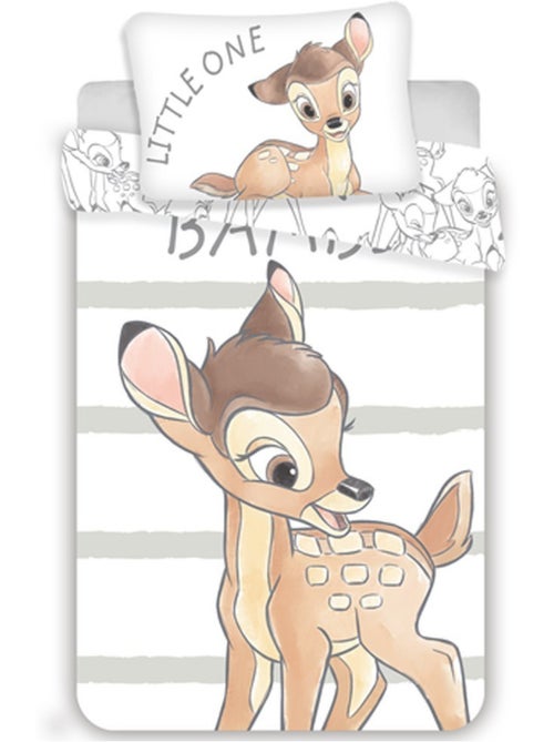 Housse de couette enfant réversible coton imprimé Bambi Disney 100 cm x 135 cm - Kiabi