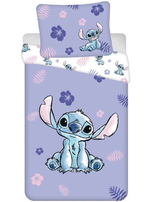 Housse de Couette enfant Stitch Disney 140x200 cm + Taie - Parure de lit coton - Kiabi