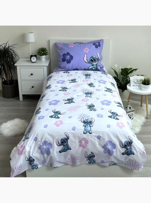 Housse de Couette enfant Stitch Disney 140x200 cm + Taie - Parure de lit coton - Kiabi