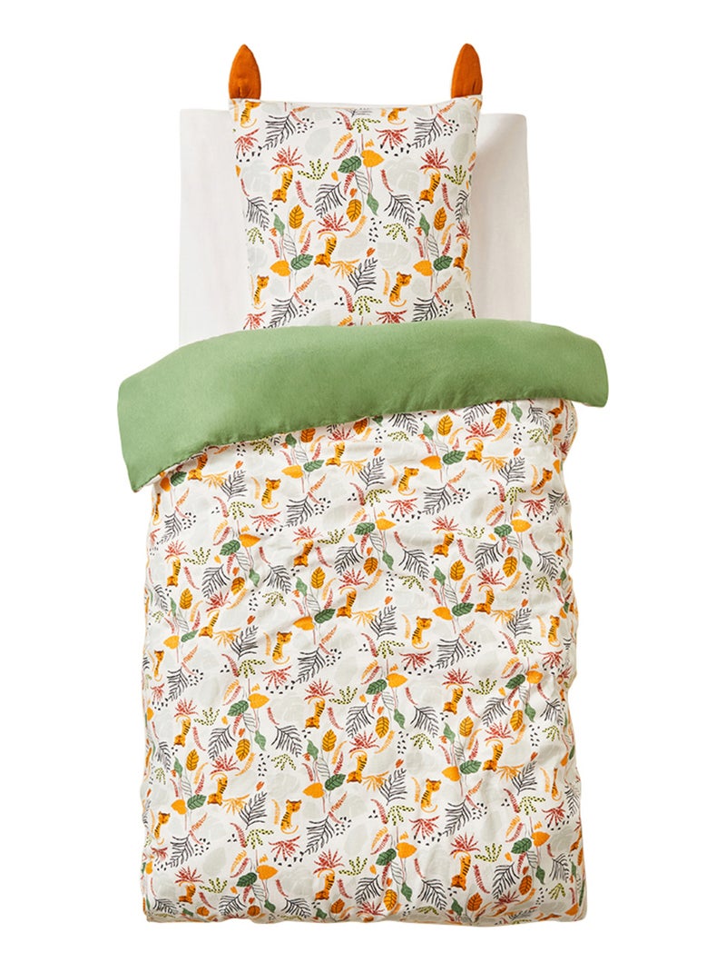 Housse de couette enfant + taie d'oreiller en flanelle Dumbea Vert - Kiabi