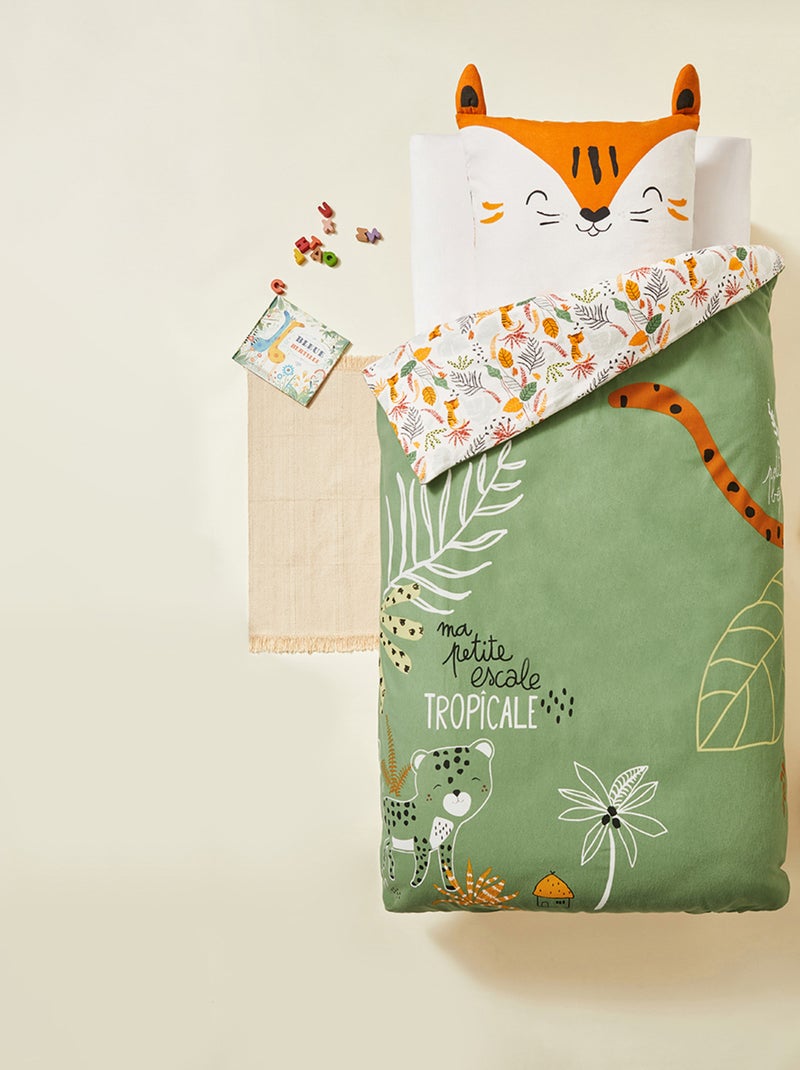 Housse de couette enfant + taie d'oreiller en flanelle Dumbea Vert - Kiabi