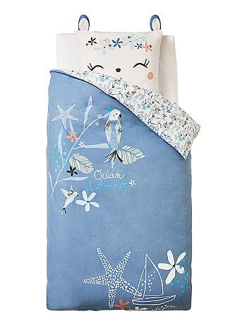 Housse de couette enfant + taie d'oreiller en flanelle Océan d'amour