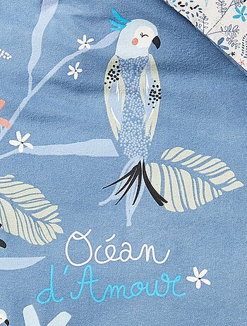 Housse de couette enfant + taie d'oreiller en flanelle Océan d'amour
