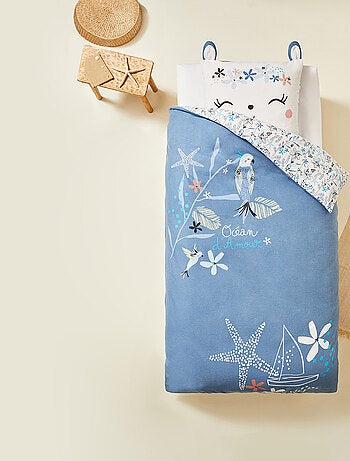 Housse de couette enfant + taie d'oreiller en flanelle Océan d'amour
