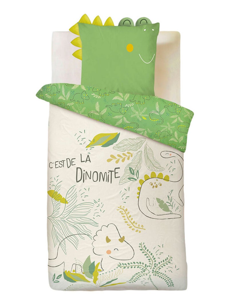 Housse de couette enfant + taie d'oreiller Marius Vert - Kiabi