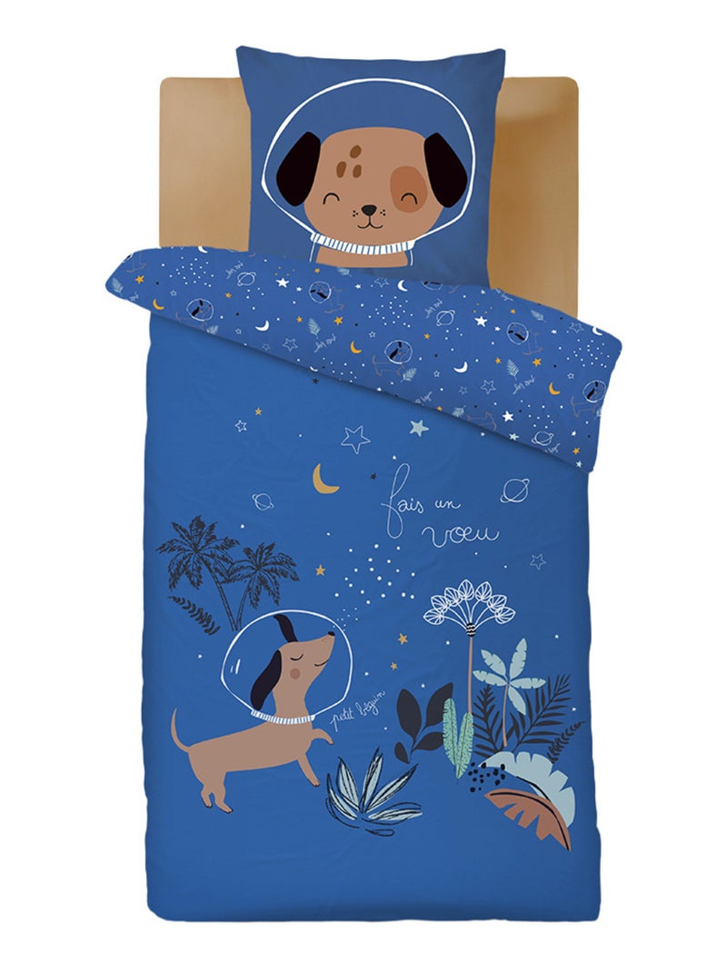 Housse de couette enfant + taie d'oreiller Milo Bleu - Kiabi