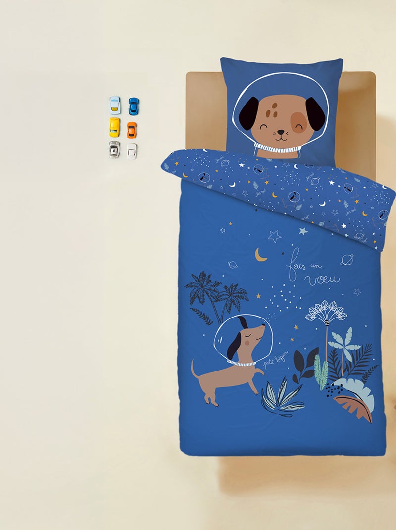 Housse de couette enfant + taie d'oreiller Milo Bleu - Kiabi