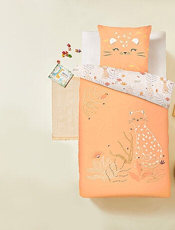 Housse de couette enfant + taie d'oreiller Tchatcha
