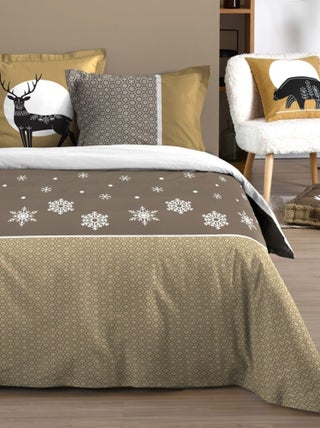 Housse de couette  Estrella taupe + taie(s) coton 57 fils