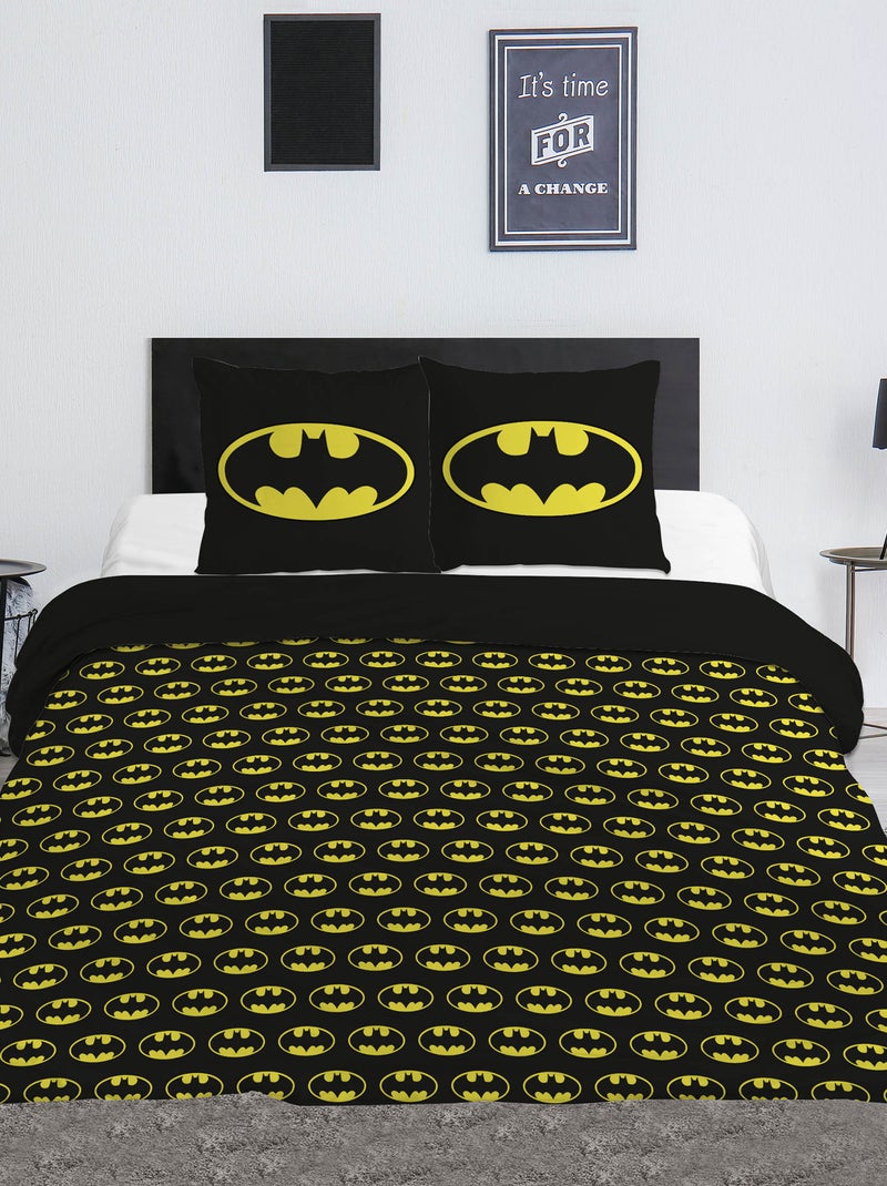 Housse de couette et oreillers 'Batman' 240x220 et 63x63cm Noir - Kiabi