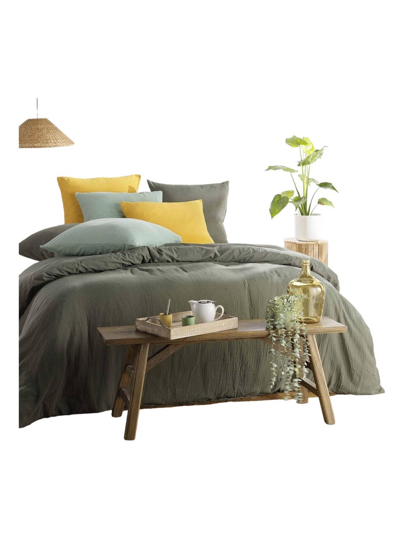 Housse de couette et ses taies gaze de coton mix match Rose - Kiabi