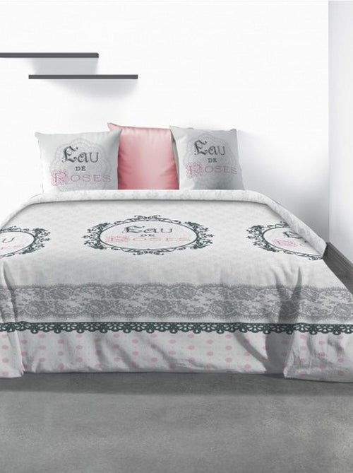 Housse de couette et taie d'oreiller 100% coton Eau De Rose - Kiabi