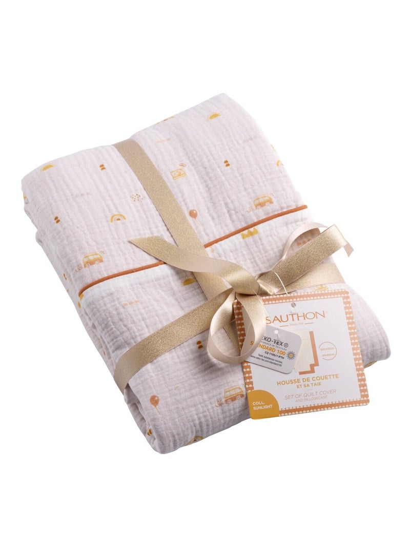 Housse de couette et taie d'oreiller coton - SAUTHON Blanc - Kiabi