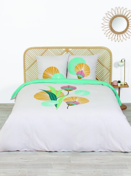 Housse de couette et taie d'oreiller coton Gana - Kiabi
