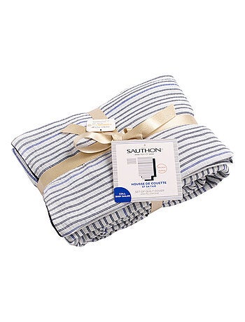 Housse de couette et taie d'oreiller marinière -