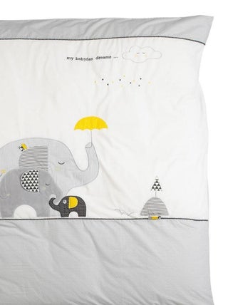 Housse de couette et taie en coton gris - SAUTHON