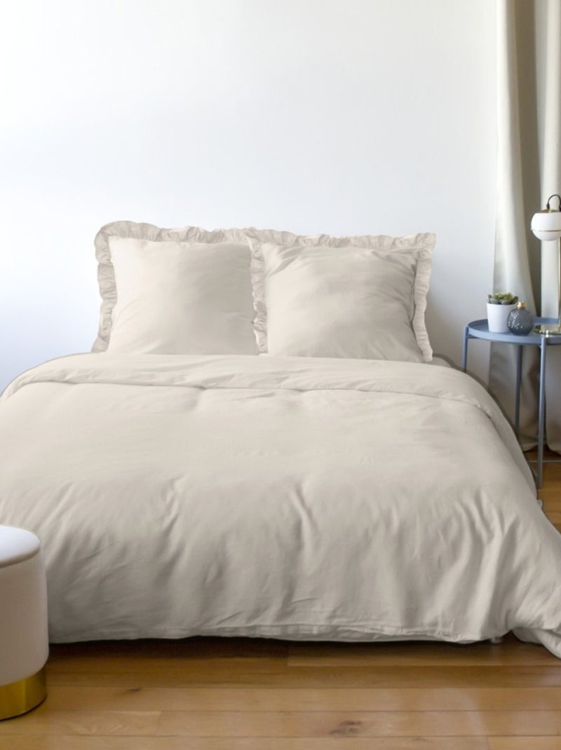Housse de couette FALBALA beige + 2 taies à volants Beige - Kiabi