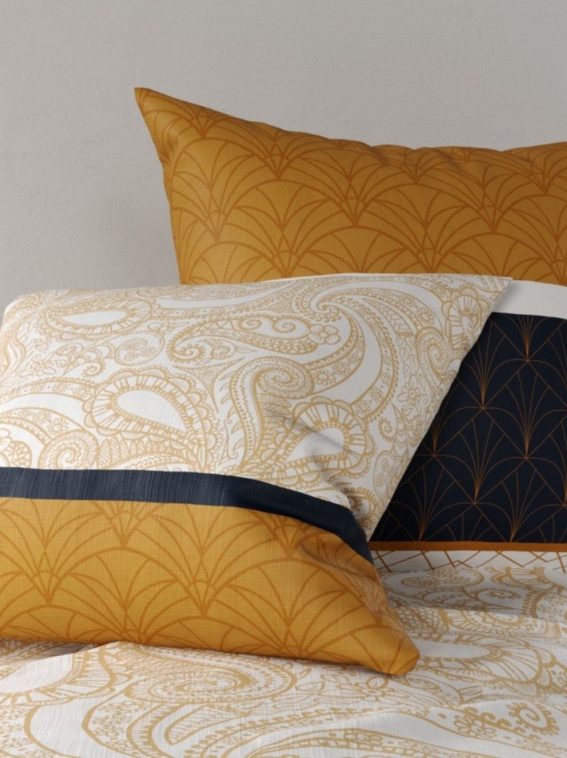 Housse de couette FELORA + 2 taies coton 57 fils Beige - Kiabi