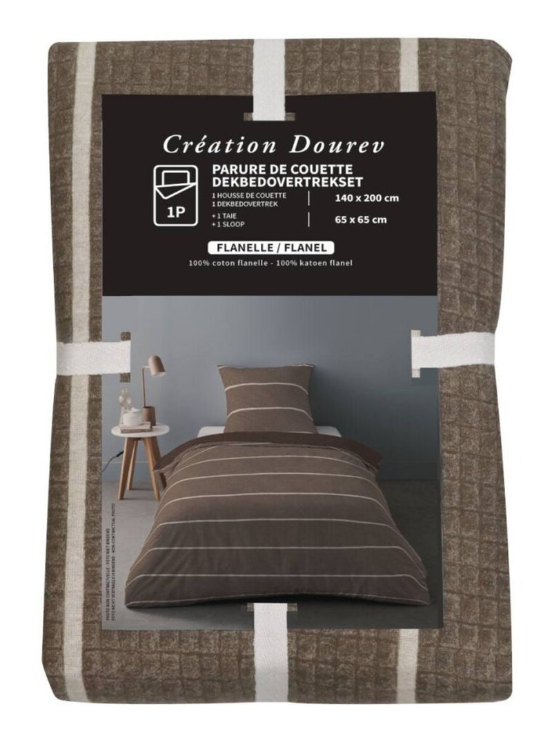 Housse de couette Flanelle 140x200 + 1 taie d'oreiller Multicolore - Kiabi