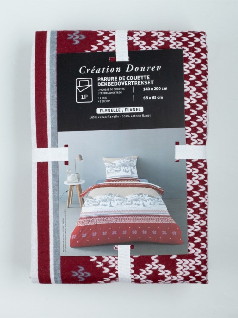 Housse de couette Flanelle 140x200 + 1 taie d'oreiller Rouge - Kiabi