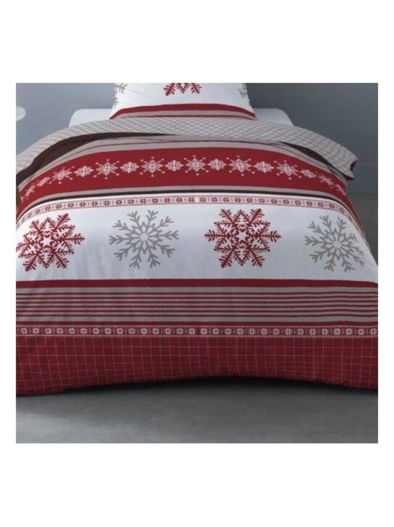 Housse de couette Flanelle 140x200 ADELE + 1 taie Rouge - Kiabi