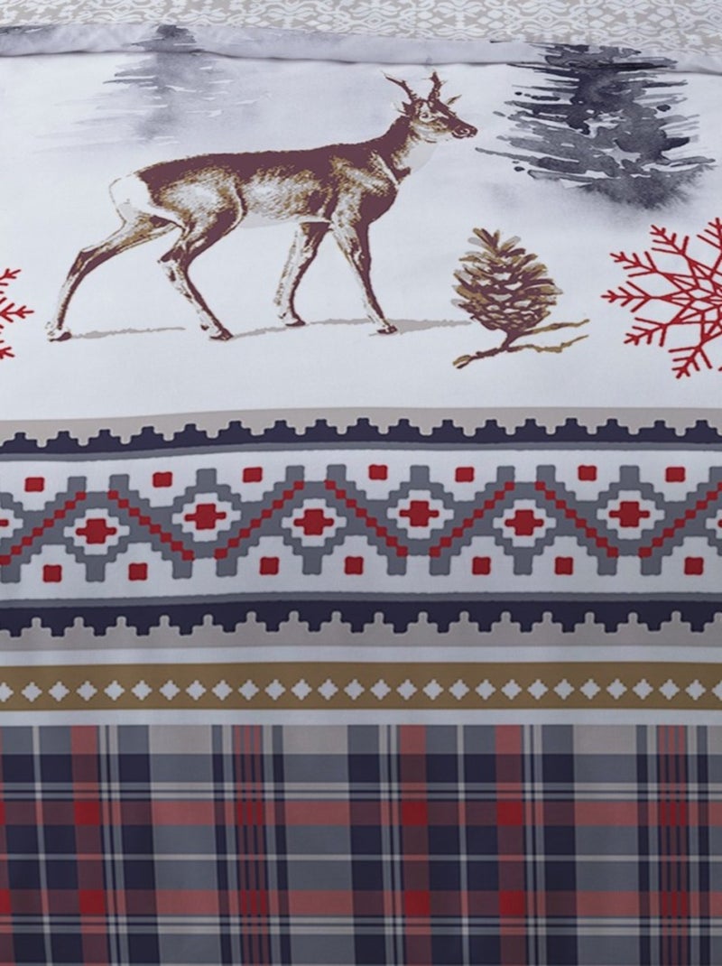 Housse de couette Flanelle 140x200 TIGNES + 1 taie Blanc - Kiabi