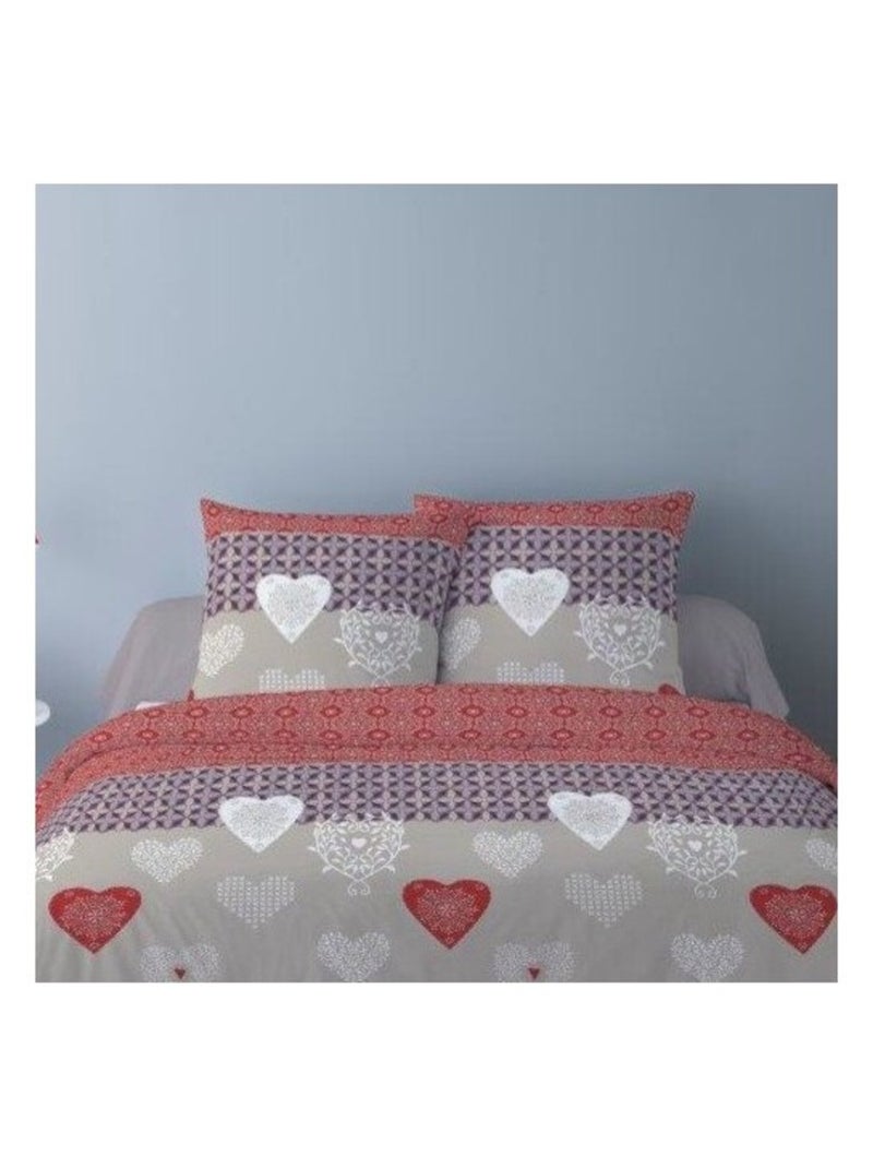 Housse de couette Flanelle 200x200 NATY + 2 taies Rouge - Kiabi