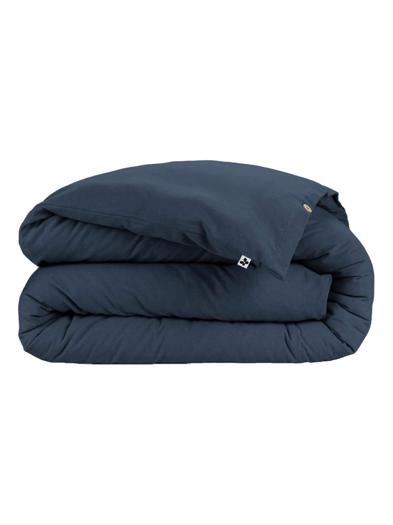 Housse de couette flanelle Bleu marine - Kiabi