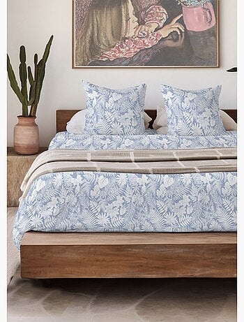 Housse de couette flanelle coton imprimé végétal - Afibel