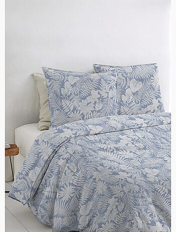 Housse de couette flanelle coton imprimé végétal
