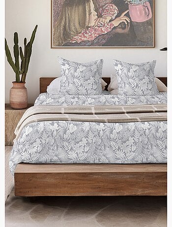 Housse de couette flanelle coton imprimé végétal