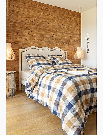Housse de couette flanelle de coton basile – carreaux