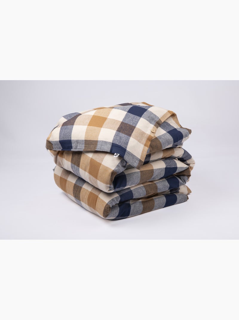 Housse de couette flanelle de coton basile – carreaux Jaune - Kiabi