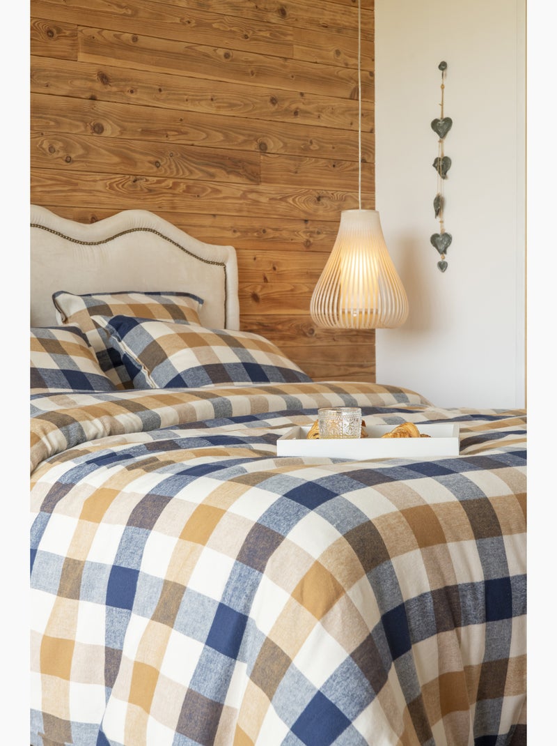 Housse de couette flanelle de coton basile – carreaux Jaune - Kiabi
