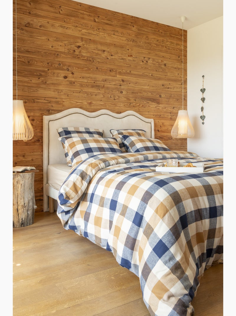 Housse de couette flanelle de coton basile – carreaux Jaune - Kiabi
