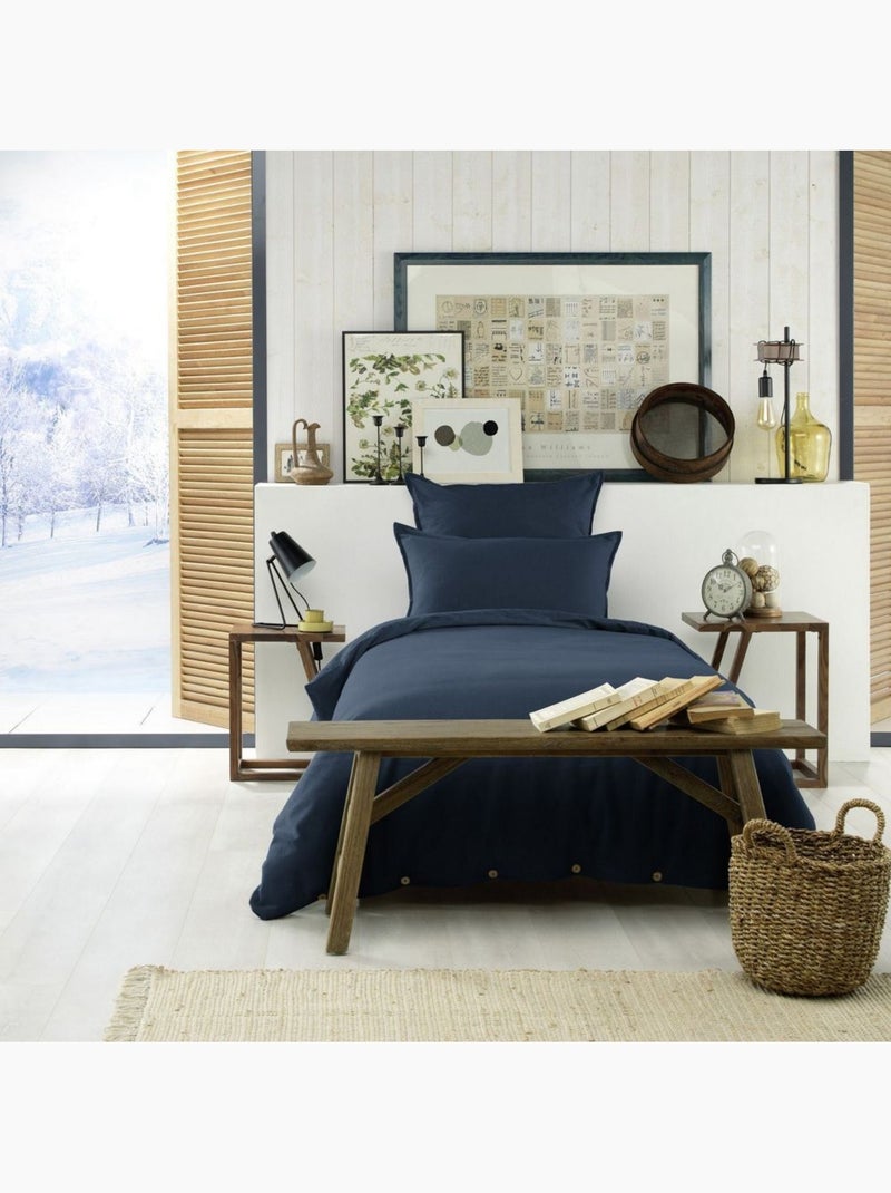 Housse de couette Flanelle de Coton Bleu nuit - Kiabi