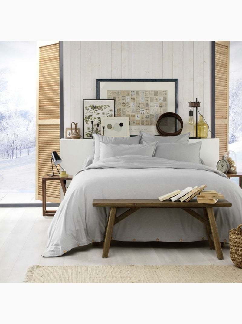 Housse de couette Flanelle de Coton Gris clair - Kiabi