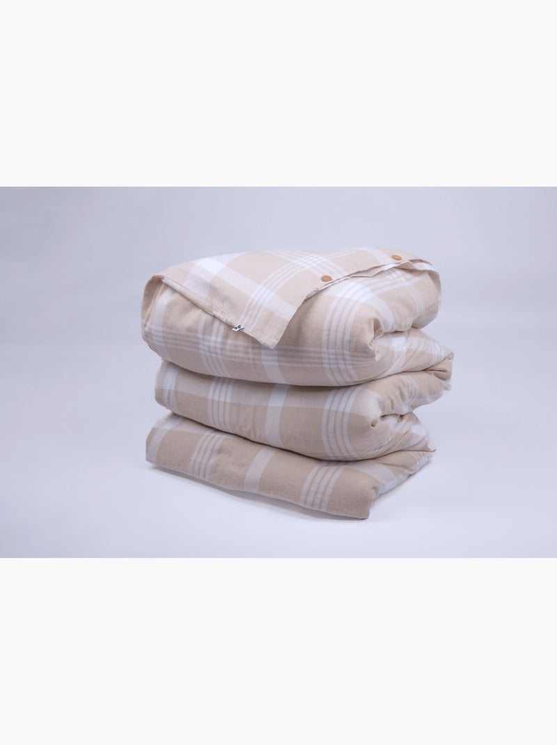 Housse de couette flanelle de coton hector Beige - Kiabi