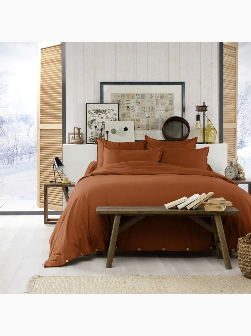 Housse de couette Flanelle de Coton Orange - Kiabi