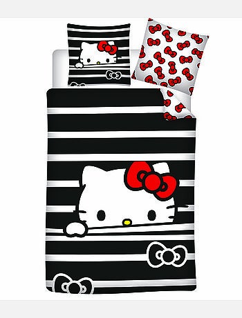 Housse de couette flanelle hello kitty licence officielle sanrio 140x200cm + taie 65x65cm