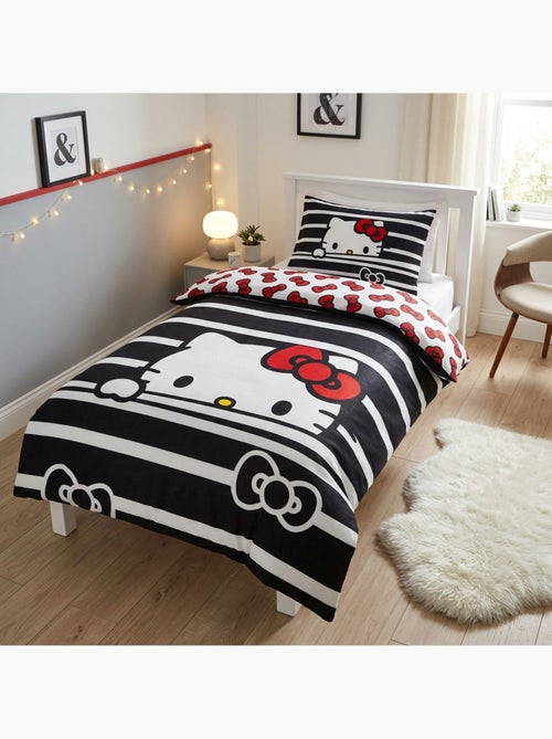 Housse de couette flanelle hello kitty licence officielle sanrio 140x200cm + taie 65x65cm - Kiabi