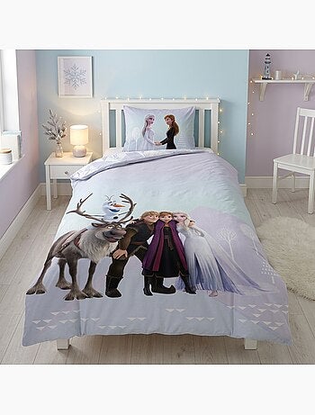 Housse de couette flanelle la reine des neiges licence officielle disney 140x200cm + taie 65x65cm