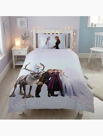 Housse de couette flanelle la reine des neiges licence officielle disney 140x200cm + taie 65x65cm